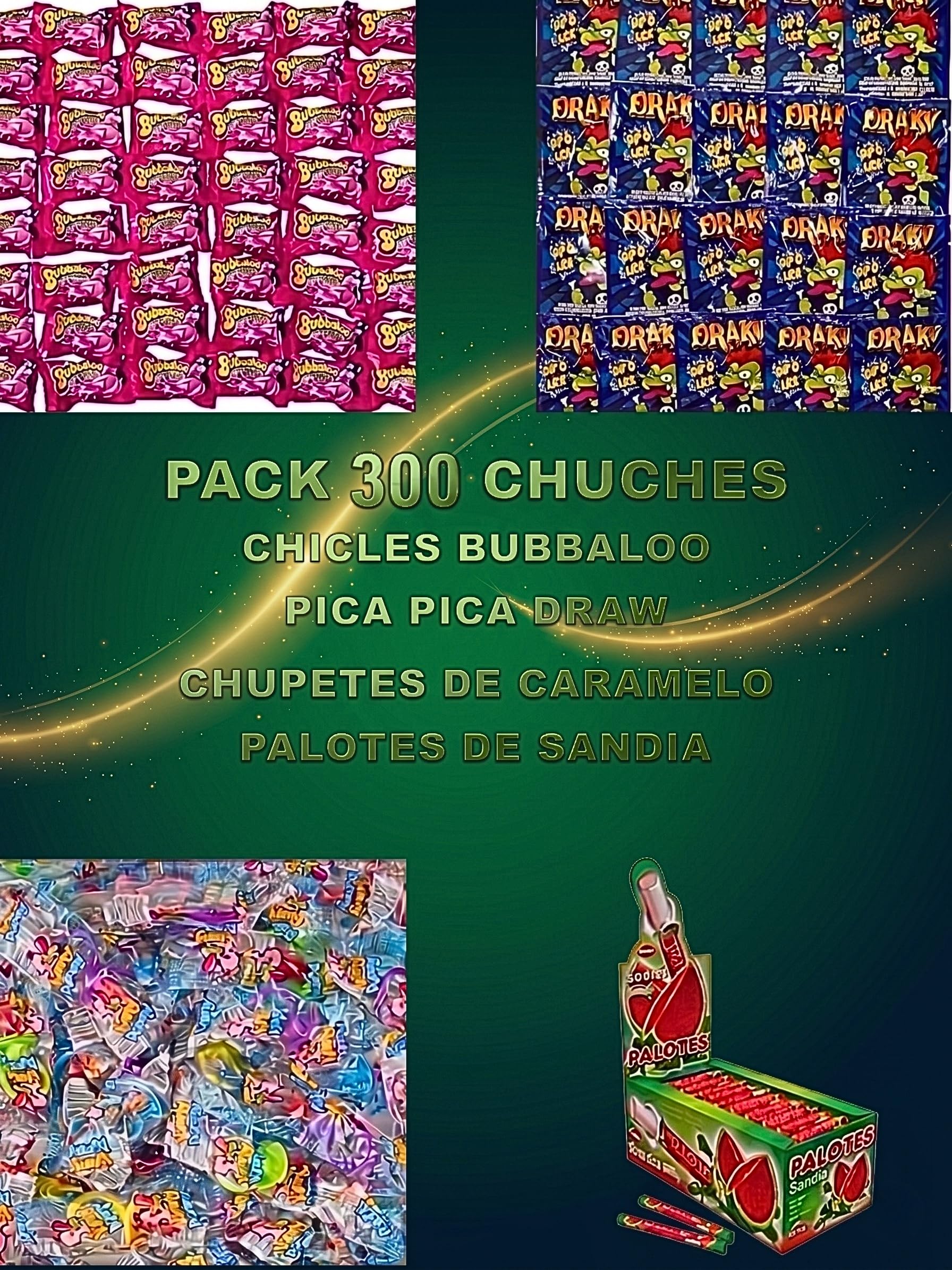 Donda's House® Caja de chuches 300 Ud. Caramelos y Golosinas. Gominolas Para Cumpleaños, Chuches para Piñatas, Todo el surtido envuelto individualmente. (Grande 300)