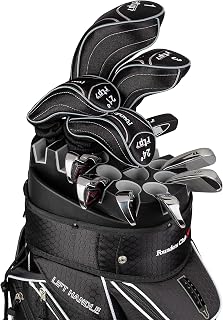 Founders Club RTP7 Men's Golf Club Set with 14 Way Organizer Golf Bag Right Hand Graphite Regular Shafts for Woods and Hybrids Steel Regular Shafts for Irons (Black)
