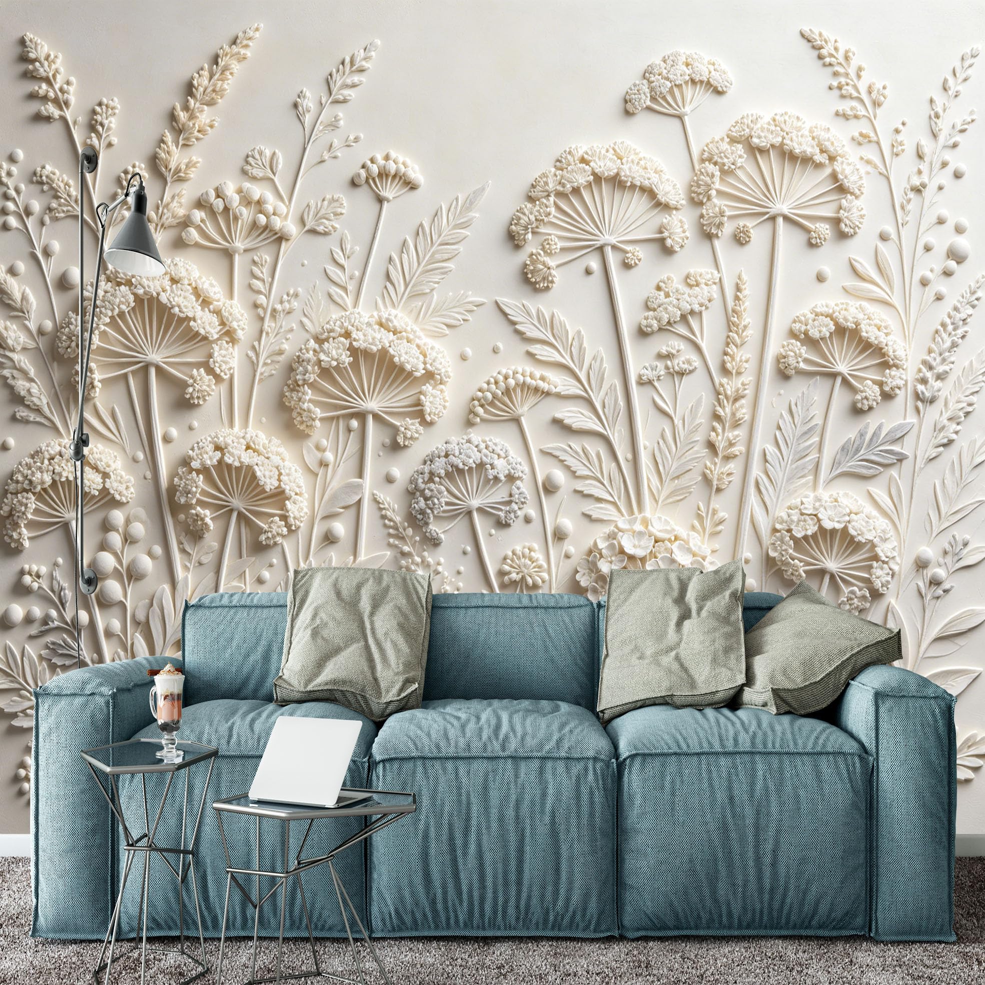 Carta Da Parati Fotografica con Effetto 3D Raffigurante Grappoli Di Semi Di Tarassaco E Sottili Fili D'Erba 210×150 cm (Lxa). Decorazione Murale Panoramica per Soggiorno Camera Da Letto Sfondo Diva