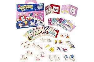 Valentines Day Cards for Kids Classroom -Unicorn & Dragon Glitter Tattoos Kits