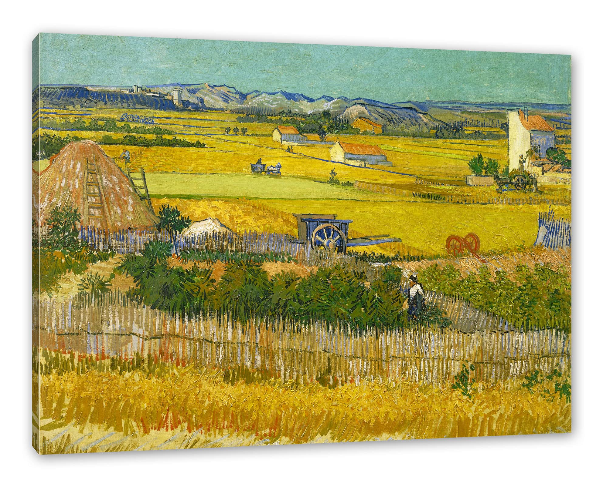 Pixxprint Vincent Van Gogh - Die Ernte, Größe: 120x80cm, Leinwandbild, fertig gespannt, Wandbild, Dekoration, Kunstdruck, kein Poster