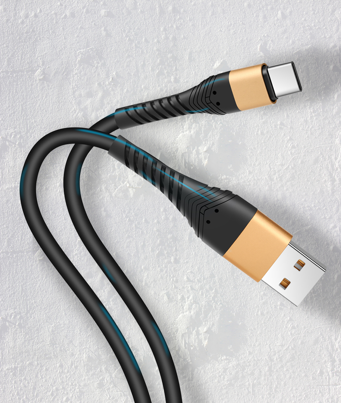 Cordón De Cable USB-C Con Carga Rápida 60W - Diseño De Cuerda Gruesa, Longitud 1,2 M, Ideal Para Deportes, Viajes O Uso Diario