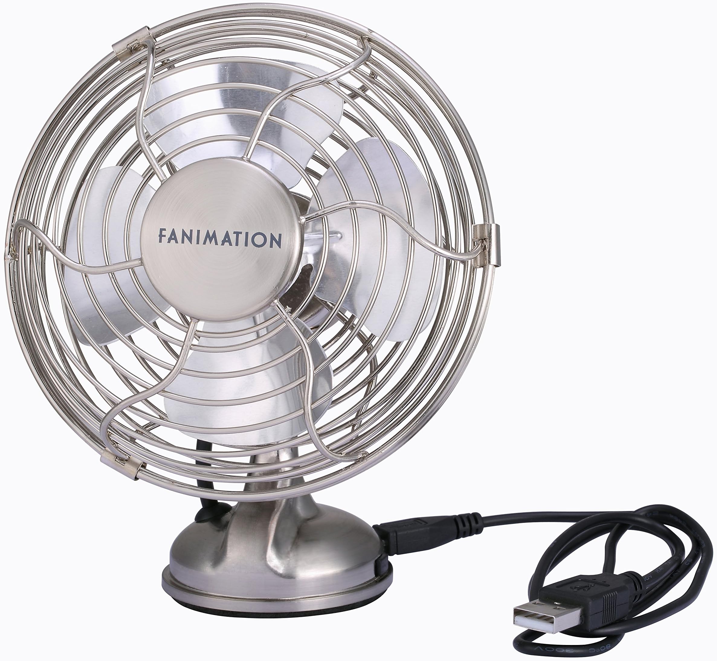 Fanimation Mini Breeze Desk Fan - Brushed Nickel with USB Cord - FP6252BN