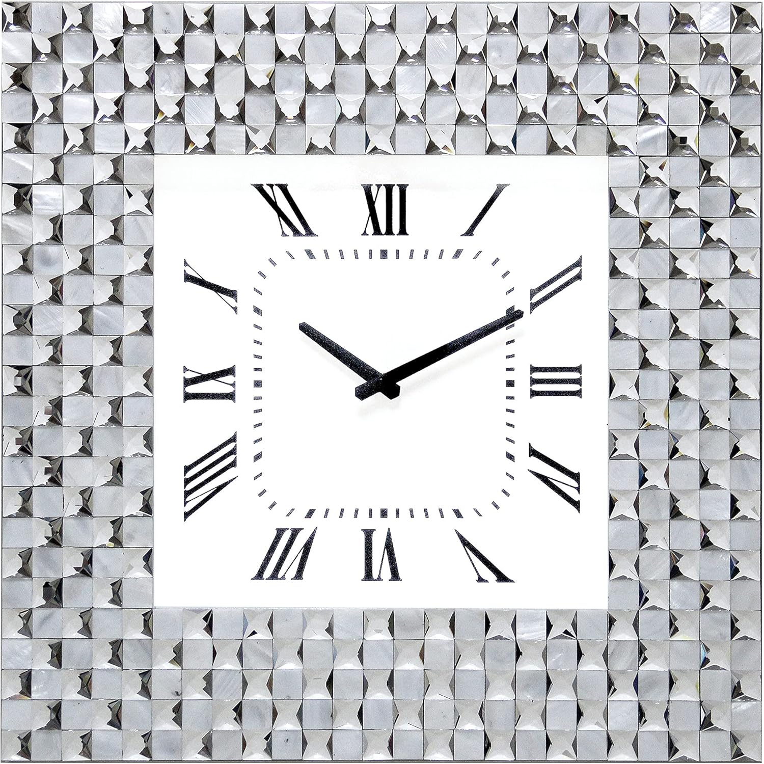 ioHOMES Homes: Inside + Out Rayville Glam Crystal Accent Wall Clock for Living Room, Bedroom, Dining Room, Home Office, Silver