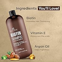 Vista 2 de BOTANIC HEARTH Champú de biotina con aceite de jengibre y queratina, para la pérdida del cabello y el adelgazamiento del cabello, promueve
