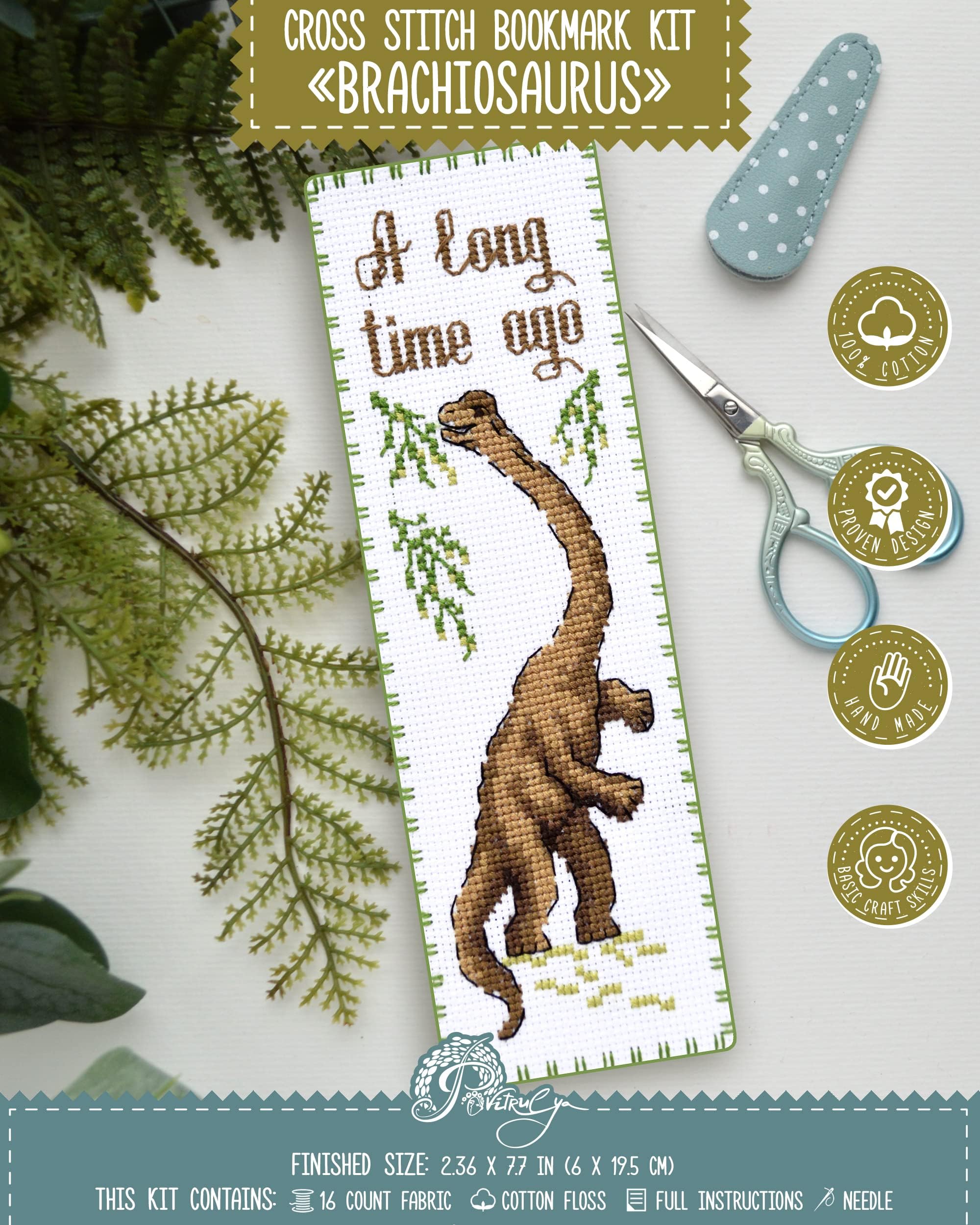 Povitrulya Kit per punto croce e segnalibro a punto croce con cervo e luna, set da ricamo fai da te, regalo di Natale fatto a mano per adulti e bambini