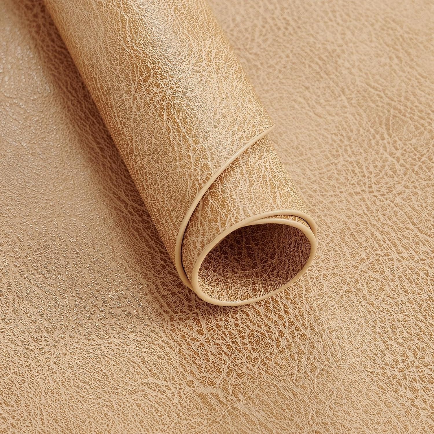 MOSAYT Vinyl Faux Leather Oval Placemats, Set of 4, Camel