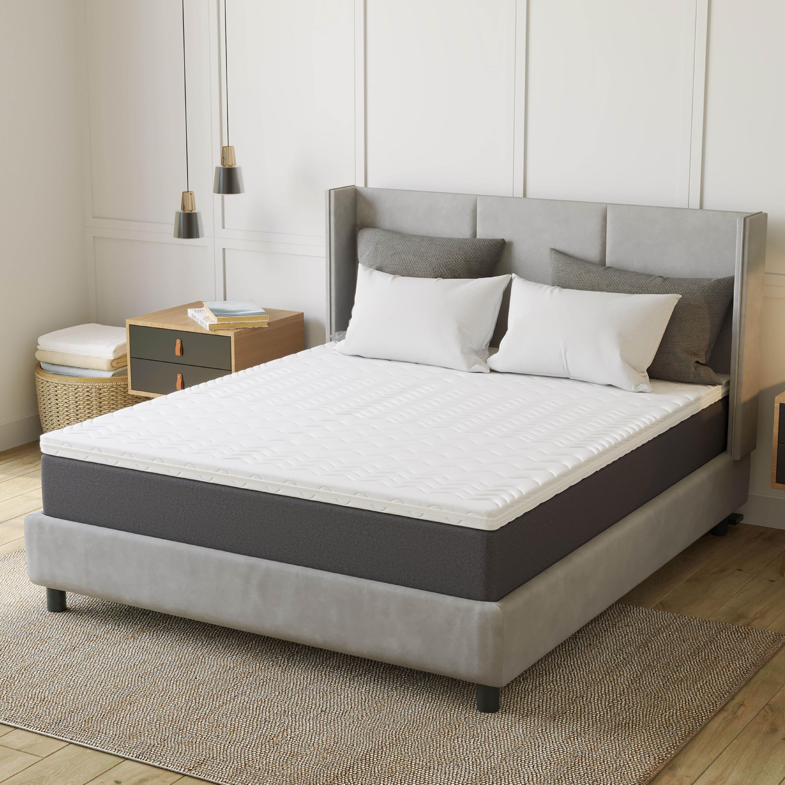 EGO Home Matratzen Topper 140x200 cm, 7cm Höhe Matratzentopper Härtegrade H2 mit 7-Zonen Spiral-Dorn Kaltschaumkern, Öko-TEX Zertifiziert, Matratzenauflage 140x200cm für Boxspringbett Schlafsofa