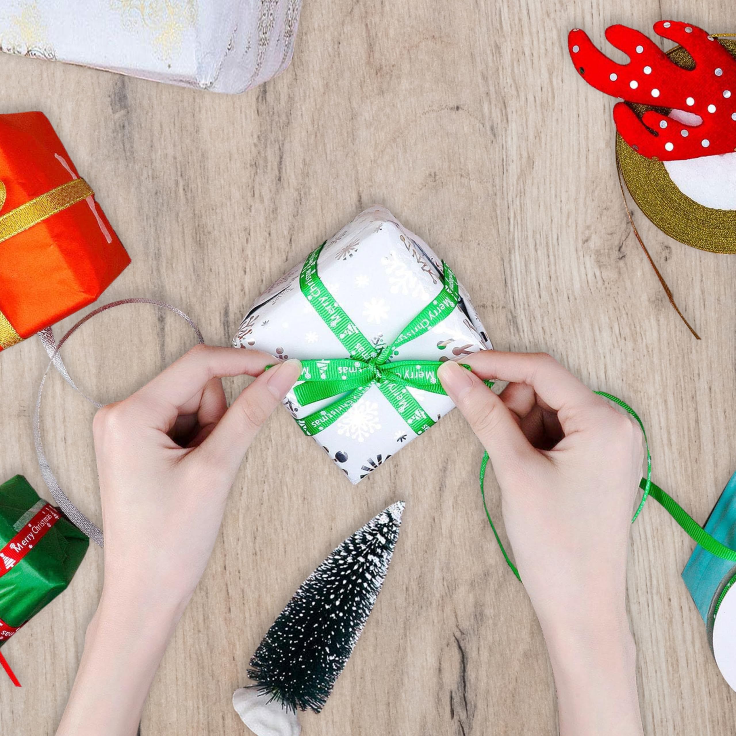 Christmas Ribbon for Gift Wrapping-Satin Ribbons Red, Green, Golden & Silver for Merry Christmas Gifts - Image 3