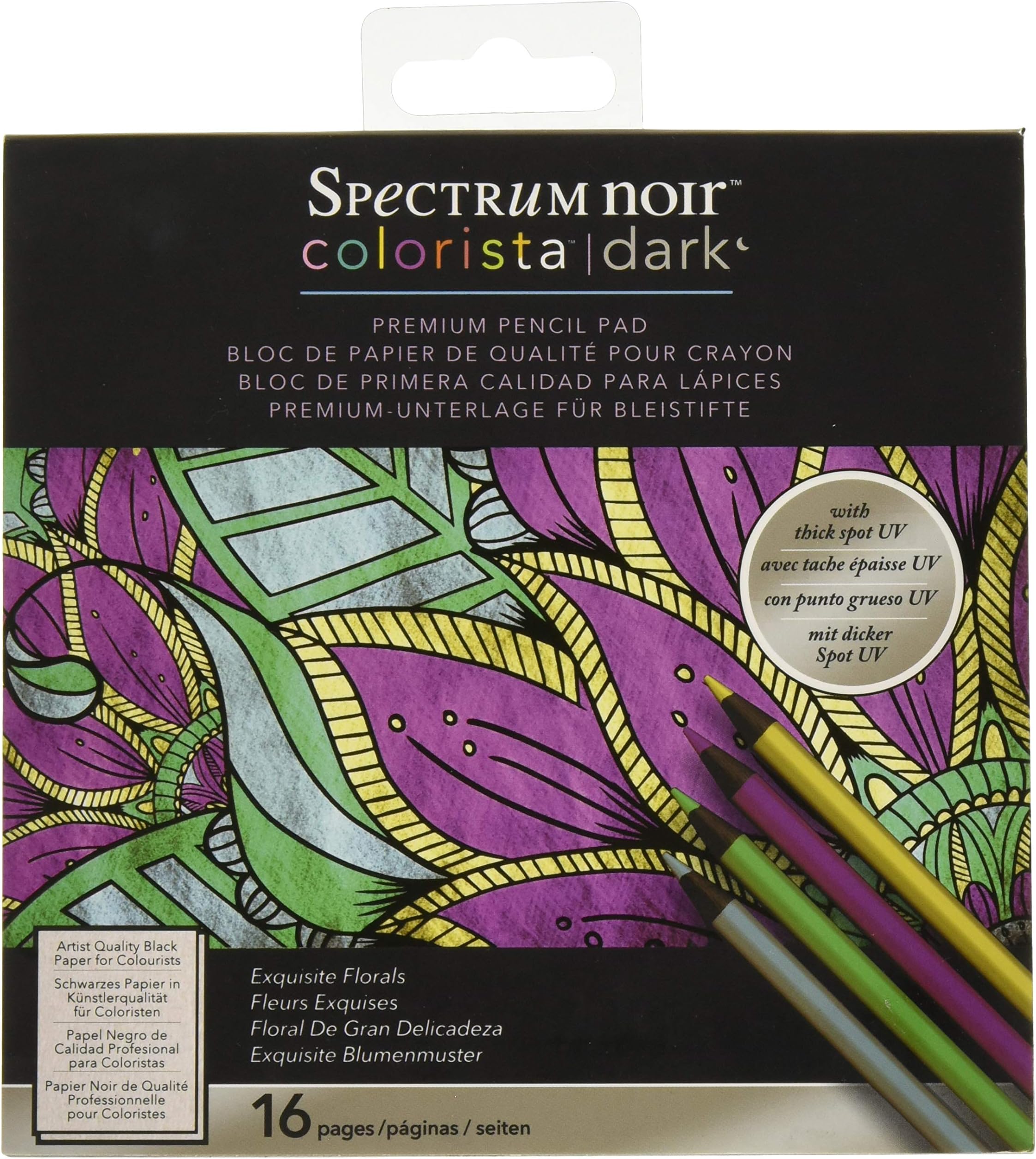 Colorista Dark-6" x 6" Pencil Pad-Exquisite Florals Coloring book, 6-x-6-Inch, White