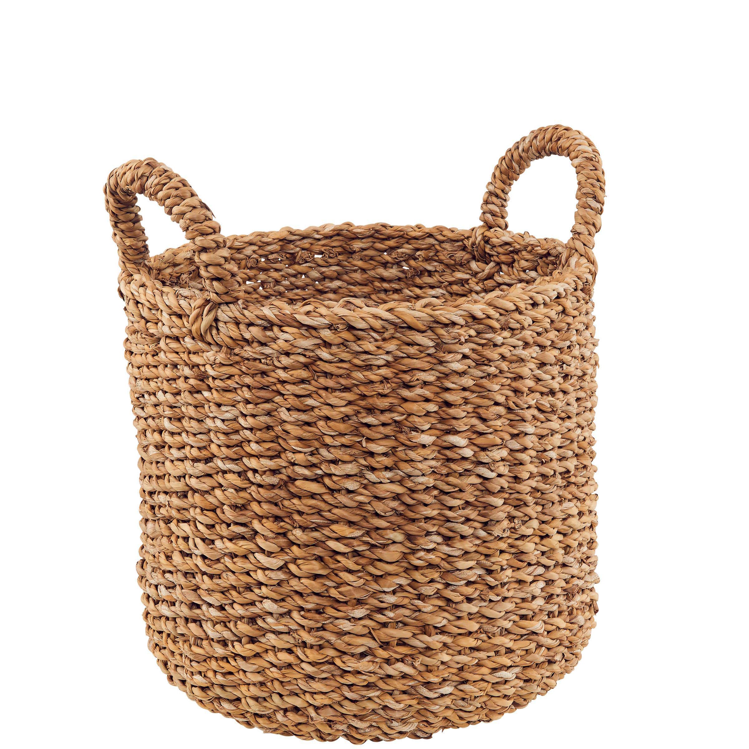 Boltze Korb Sophy 3-teilig (rund, mit Griffen, Aufbewahrungskörbe aus Seegras, natürliche Farben, Deko-Körbe im Boho Stil, Skandinavisch, ø 30-40 cm) 2952500