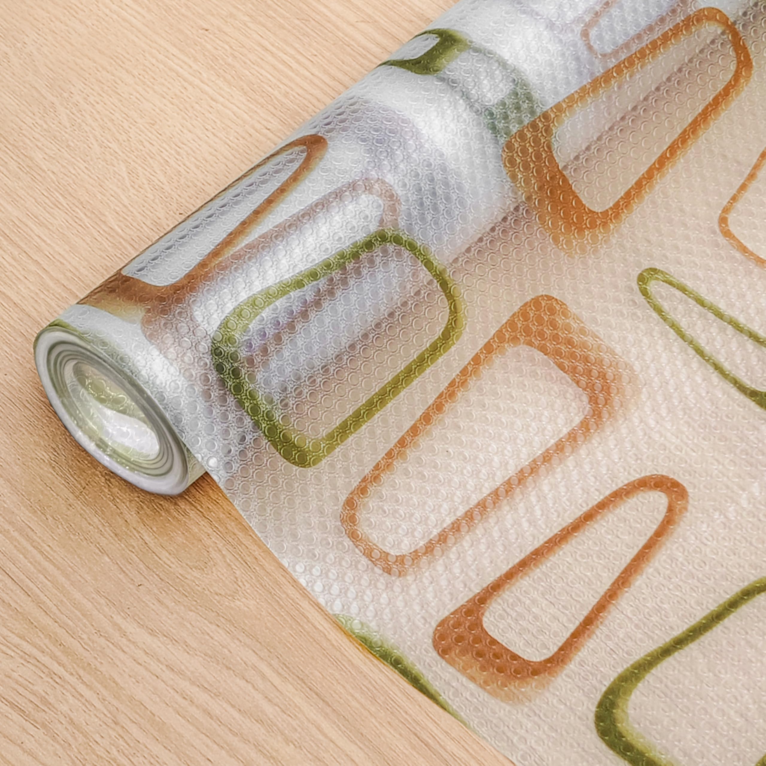 Yellow Weaves PVC Kitchen Mat Fridge Mats 45 cm X 3 Meters Anti Slip Roll, Shelf Liners Sheet for Kitchen, Shelves, Cabinet, Drawer, Wardrobe, Refrigerator, Table (Geometric Orange & Green)-image-30