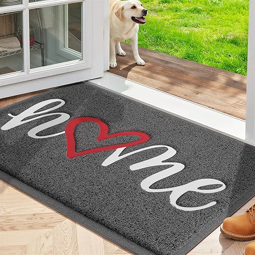 StepLively Door Mat Home Welcome Mats Outdoor and Indoor, Heavy-Duty Low-Profile Non-Slip Front Welcome Mat for Home Entrance, Outside Entry, Yard, Floor, (30''x17.5'', Grey)