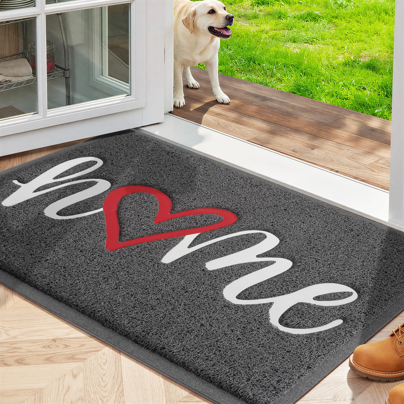 StepLively Door Mat Home Welcome Mats Outdoor and Indoor, Heavy-Duty Low-Profile Non-Slip Front Welcome Mat for Home Entrance, Outside Entry, Yard, Floor, (30''x17.5'', Grey)