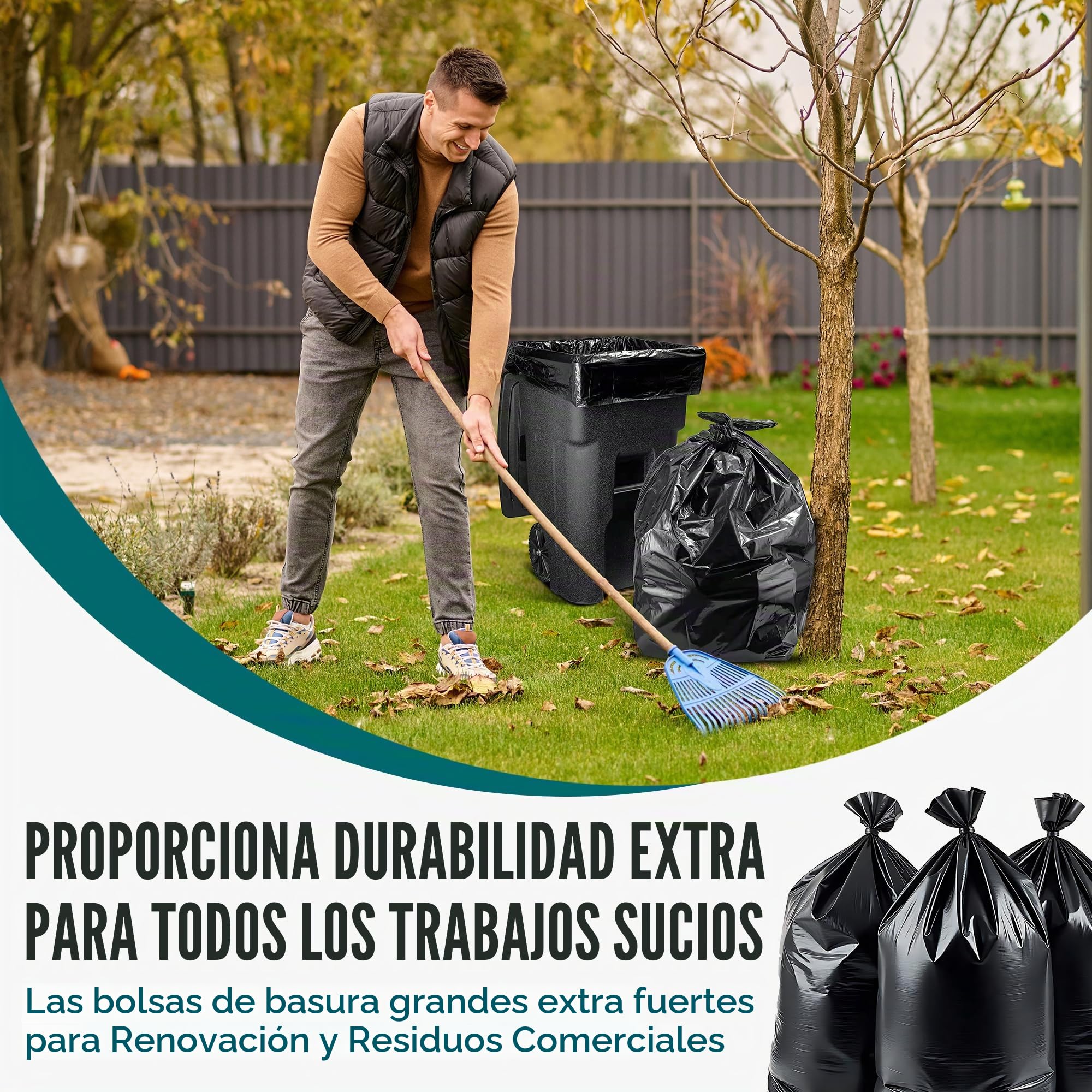 Bolsas de basura de 380 l, extremadamente resistentes, extrafuertes, ideales para el hogar, el jardín y la empresa, rollo de 10 unidades, bolsas de basura resistentes para renovación y residuos