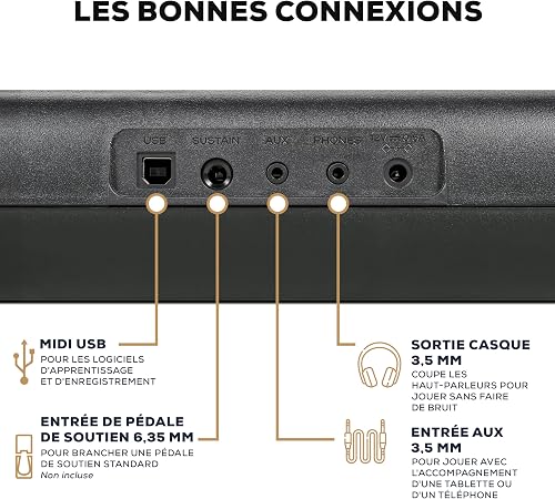 Alesis Melody 61 Piano Numérique 61 Touches pour Débutants avec Haut-Parleurs, Support, Banc, Casque, Pupitre, 300 Sons et des Leçons de Musique - 7