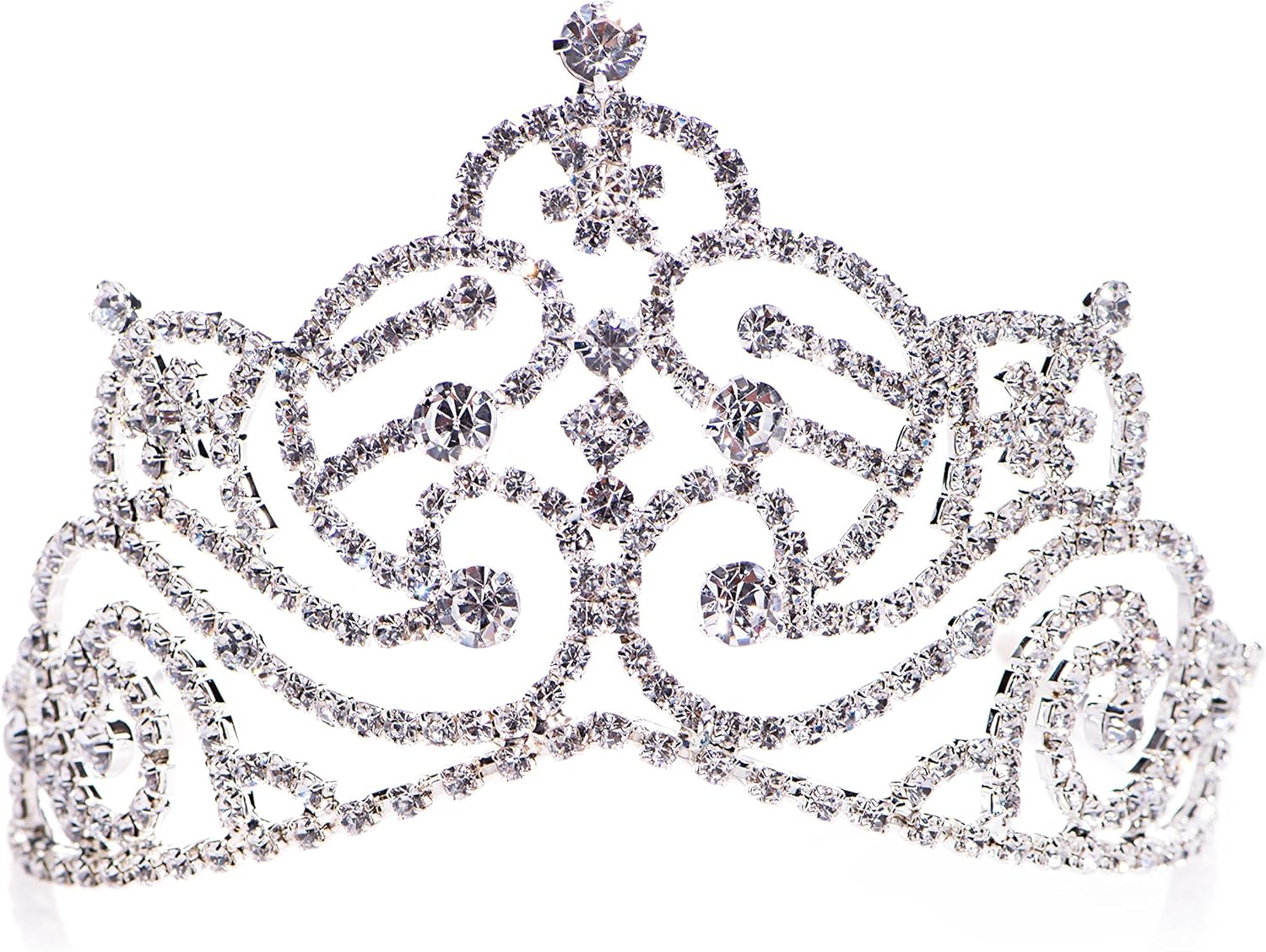 Anderson's Jenna Rhinestone Tiara, Sparkling 3-Inch Silver Crown with Clear Faux Diamonds, Adjustable Band & Comfort Combs, Perfect for Proms, Homecomings, Weddings, Pageants & Special Events
