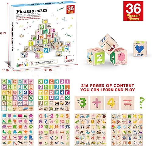 Miniatura 3 de Cubos magnéticos, bloque de construcción magnético, centro de actividad sensorial, cubo de rompecabezas de 1 pulgada, 216 patrones, juguete de