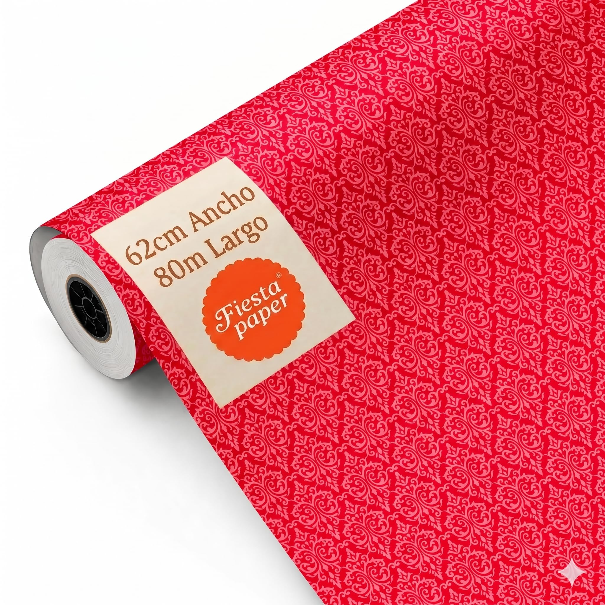 Rouleau de papier cadeau, grand rouleau 62 cm x 80 m • Couleur rouge style VINTAGE • Idéal pour : Magasins Entreprises Emballage cadeau Anniversaires Baby Showers Mariages Décoration