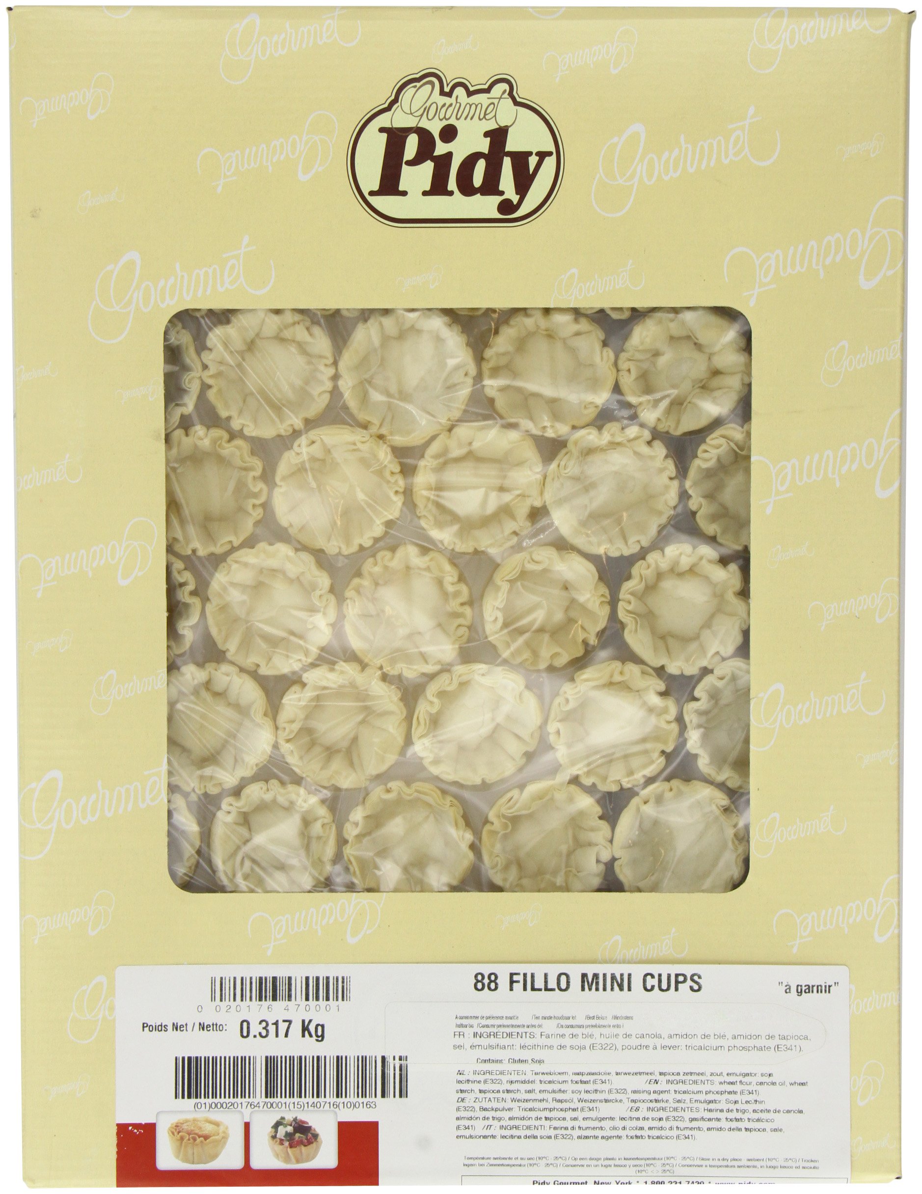 Pidy Mini Cups Fillo Pastry Fillodough Golden Brown Colour - 88 Pieces