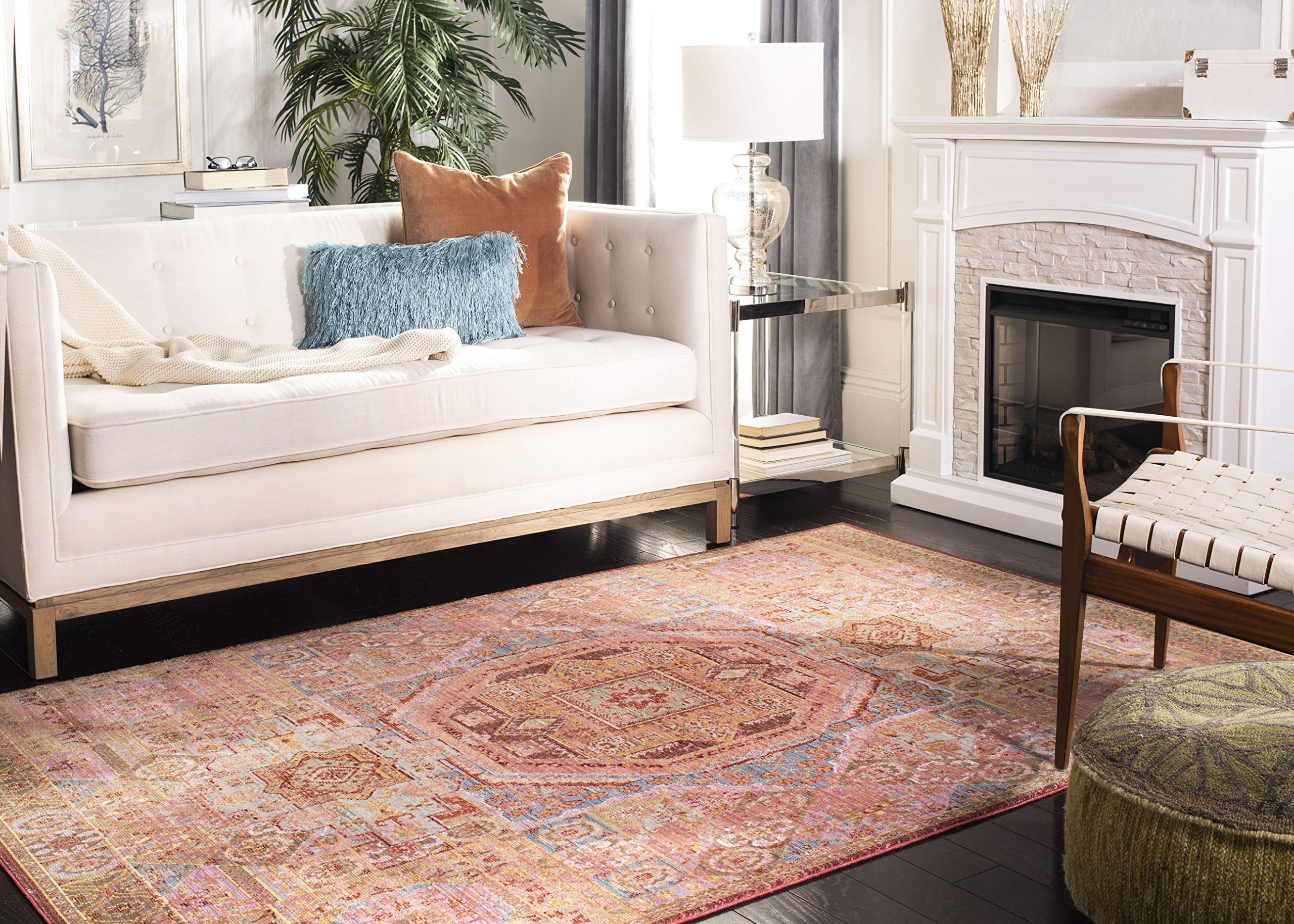 Tapis grand salon SAFAVIEH Valencia tapis poil court multicolore 244 x 305 cm