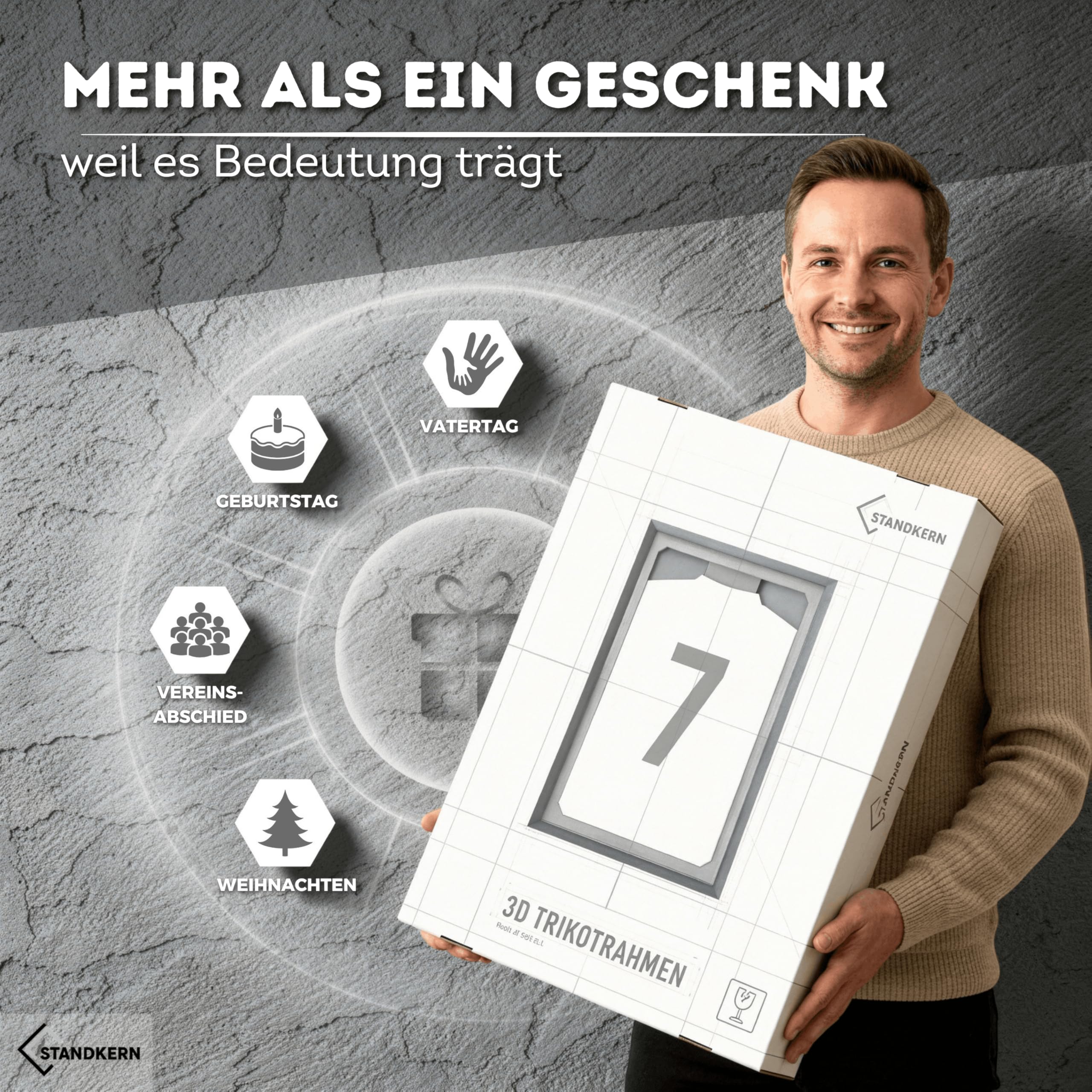 3D Trikotrahmen Fußball - XL Bilderrahmen für Trikot mit faltenfreier Fixierung - Trikot Bilderrahmen für alle Größen - Trikot Rahmen mit einfacher Montage - Objektrahmen Jersey Frame
