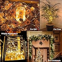 Vista 7 de Guirnalda de luces de 16.4 pies, 50 luces LED plateadas de alambre de cobre parpadeantes con 5 modos de iluminación para Navidad, dormitorio, boda