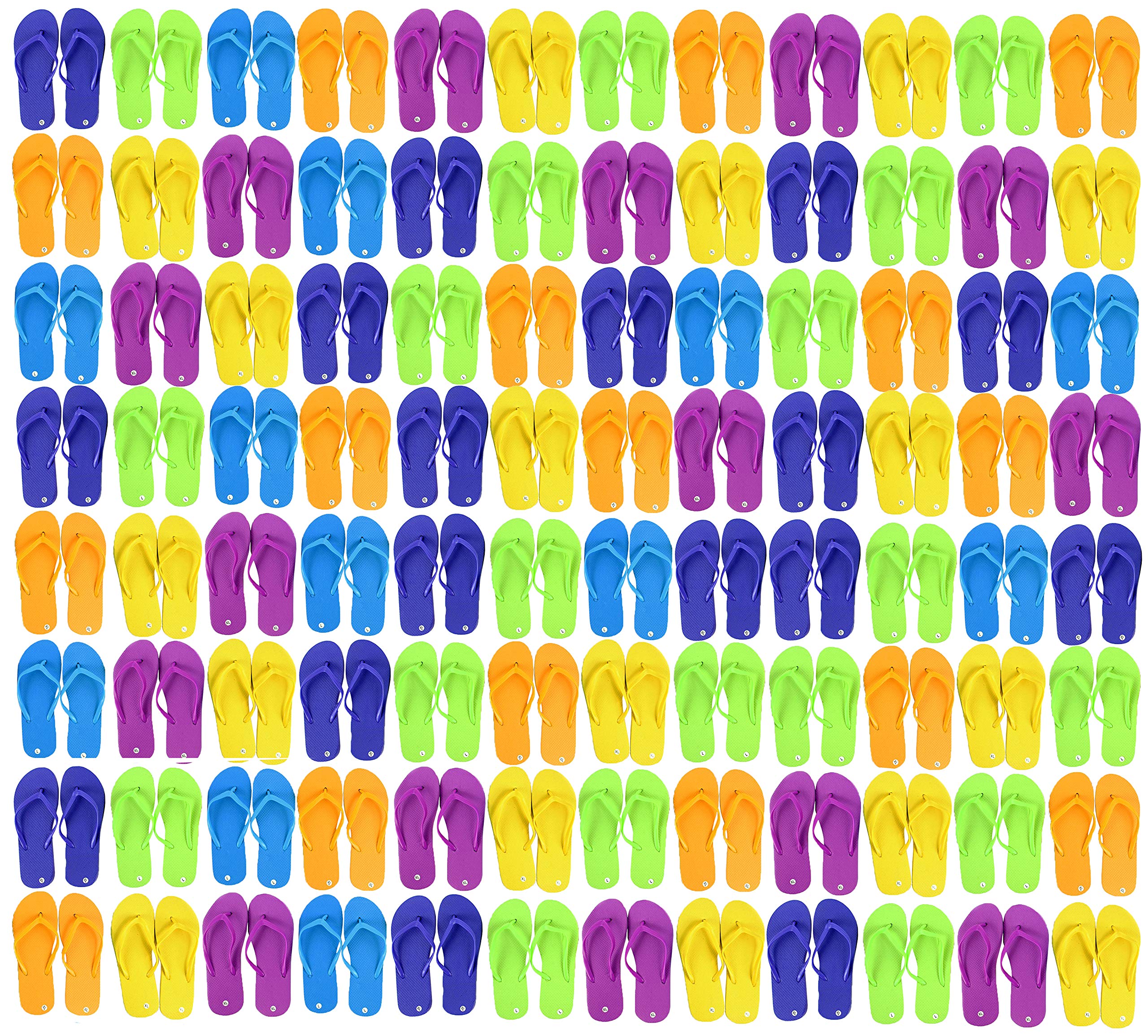 Winterlace Wholesale Flip Flops, 96 Pairs Case, Men Women Kids, Wedding, Beach, Pool Party, Bulk Pack Slippers