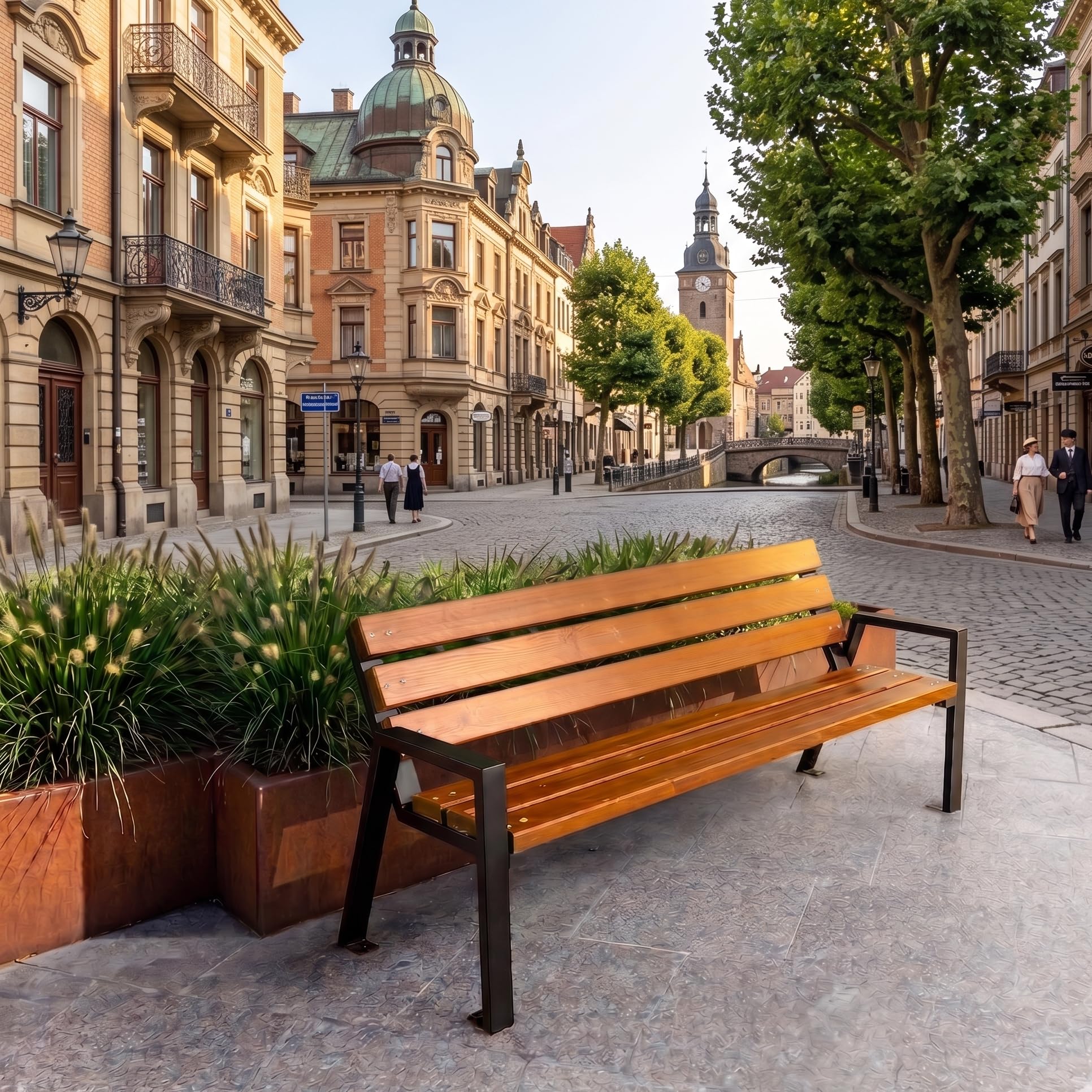REKORD Gartenbank 178 x 60 x 76 cm Robuste Parkbank aus verzinktem Metall und Holz mit Rückenlehne wetterfeste Outdoor Sitzbank Bank für Garten Terrasse Balkon Vorgarten – Zeus Bis - Mahagoni