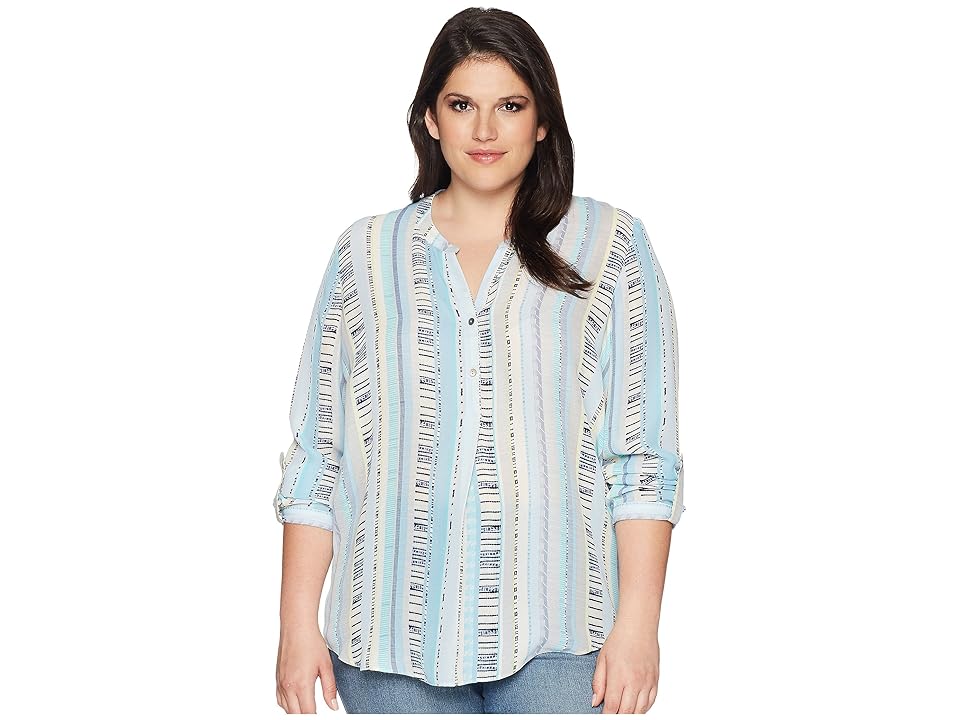 

NIC+ZOE Plus Size Beach Stripe Top (Multi) Women's Clothing