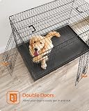 Feandrea Dog Crate, Foldable Dog Cage with 2 Doors, Removable Tray, 122 x 74.5 x 80.5 cm, XXL, Black PPD48H - 3