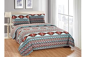 Rustic Southwestern Western Utah Queen Sheet Set in Turquoise Blue and Brown