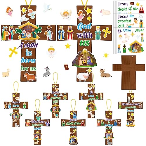 Lvdeer 54Sets Christmas Craft for Kids DIY Christian Cross Nativity