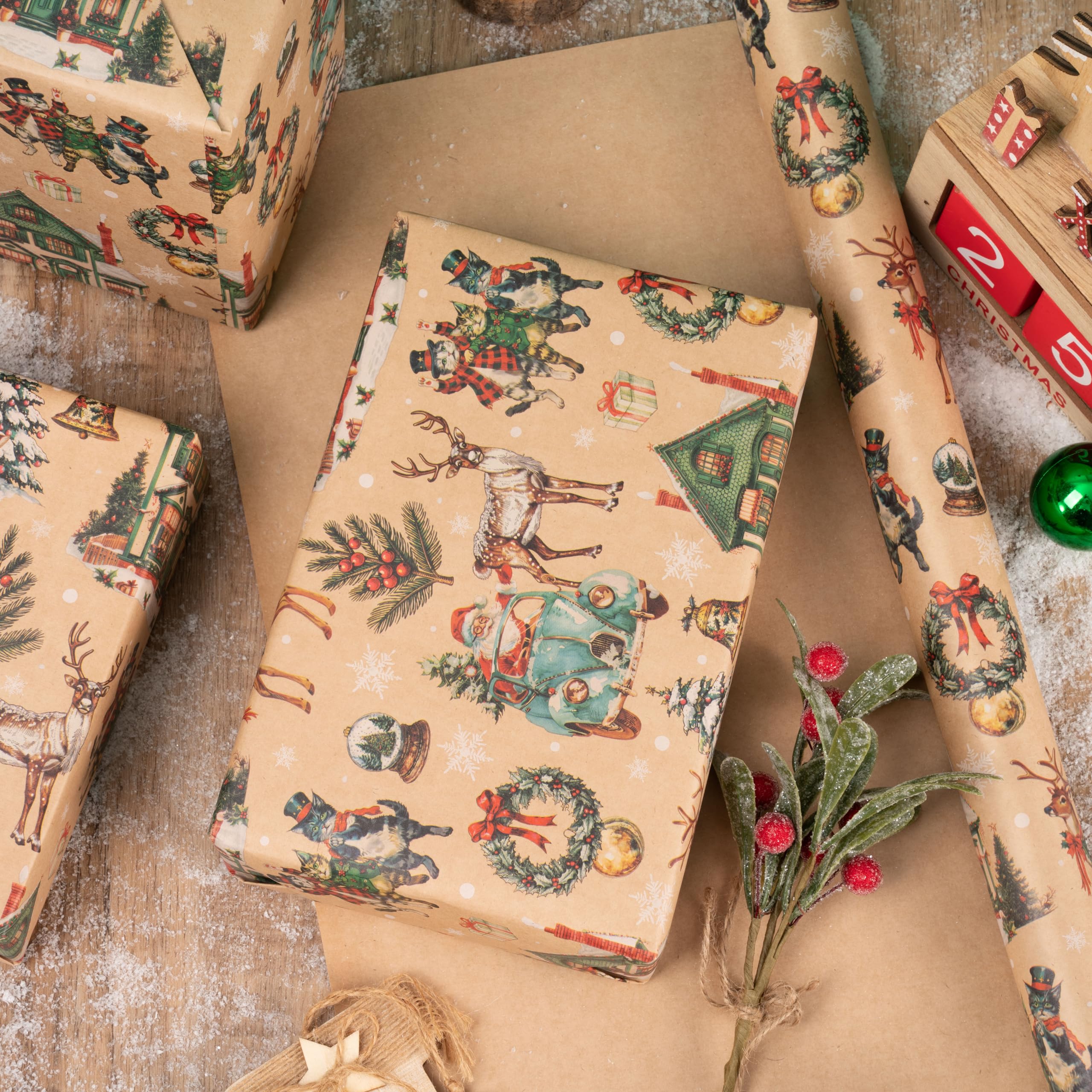 RUSPEPA Rouleau De Papier D'Emballage Kraft De Noël - 43,2 | FindTheDeal RUSPEPA Rouleau De Papier D'Emballage Kraft De Noël - 43,2 | FindTheDeal