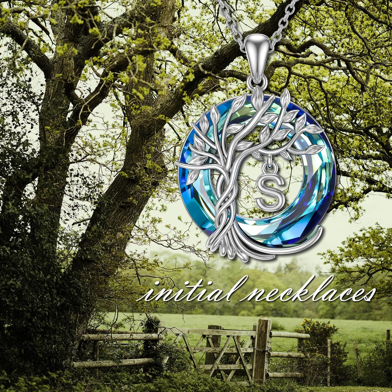 TOUPOP Gifts for Women Tree of Life Necklace 925 Sterling Silver Initial Pendant Family Tree Crystal Jewelry Anniversary Birthday Gifts for Mom Wife Daughter - Image 4