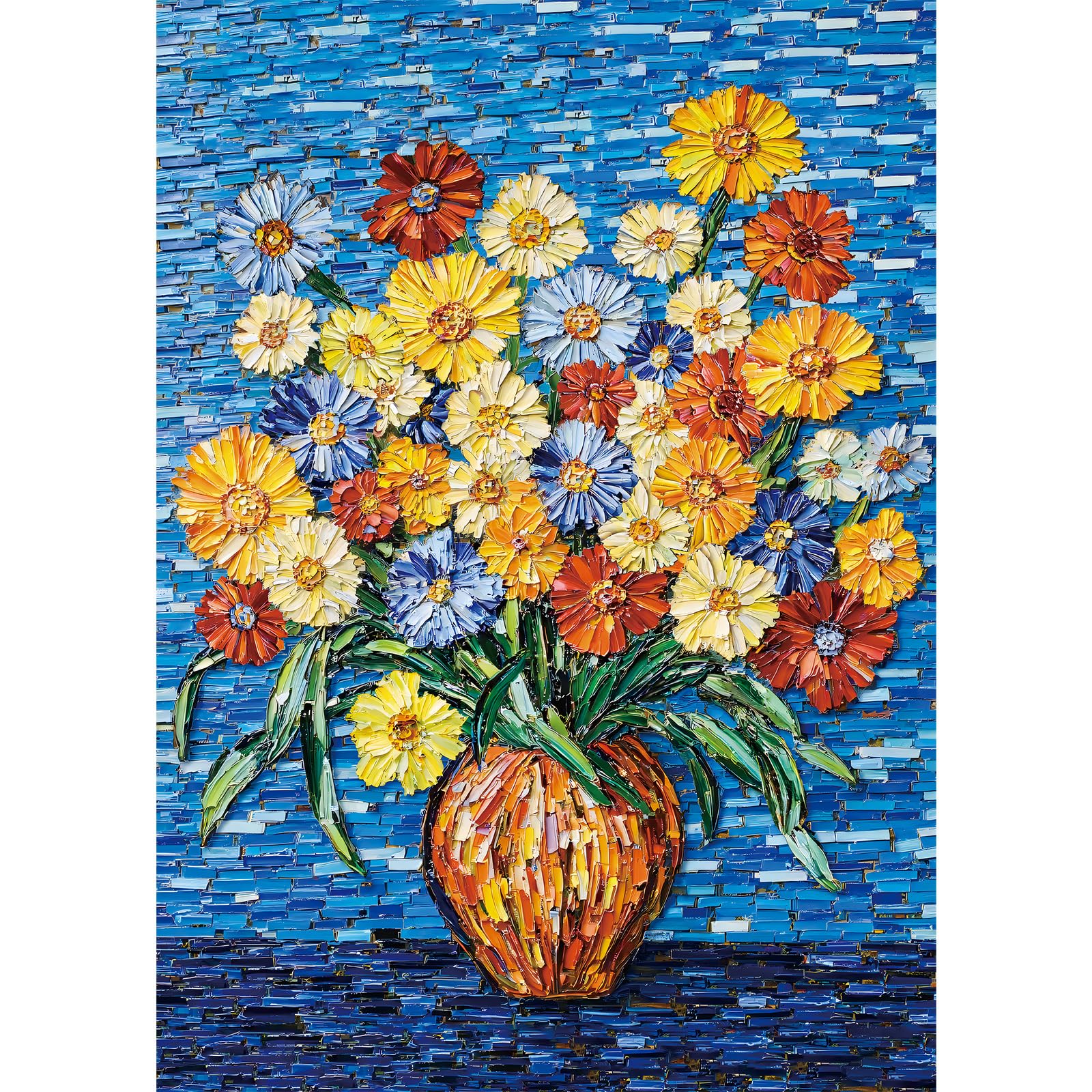 Sutinban Daisy Flower Stained Glass 1000 Pieces Puzzles for Adults, Spring Garden Mosaic Art Floral Puzzle Vase, Colorful Challenging Plant Puzzles