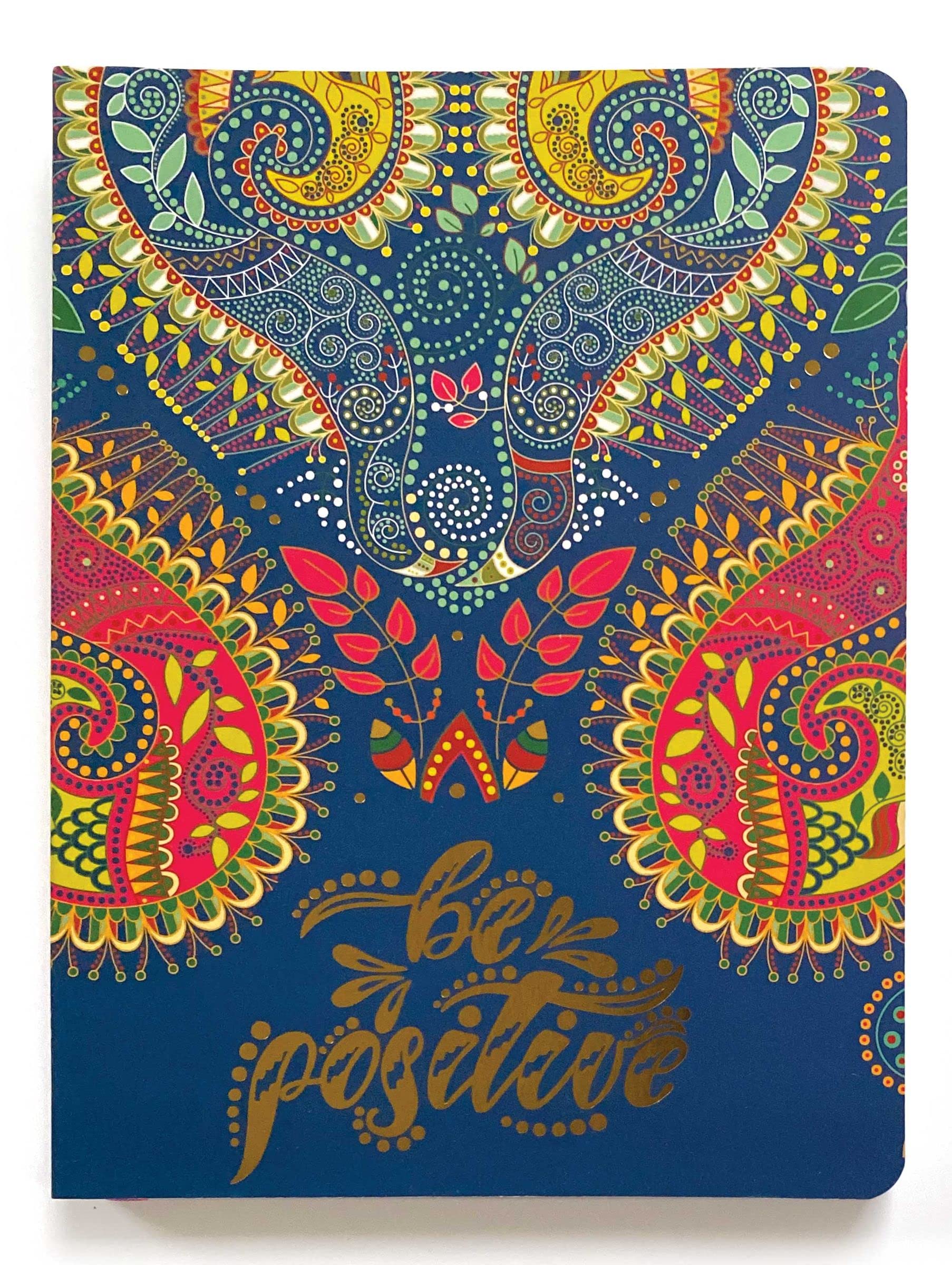 Paper House Productions 8" Foil Embossed Soft Cover Journal with Dot Grid Pages and Satin Ribbon Page Marker - Be Positive