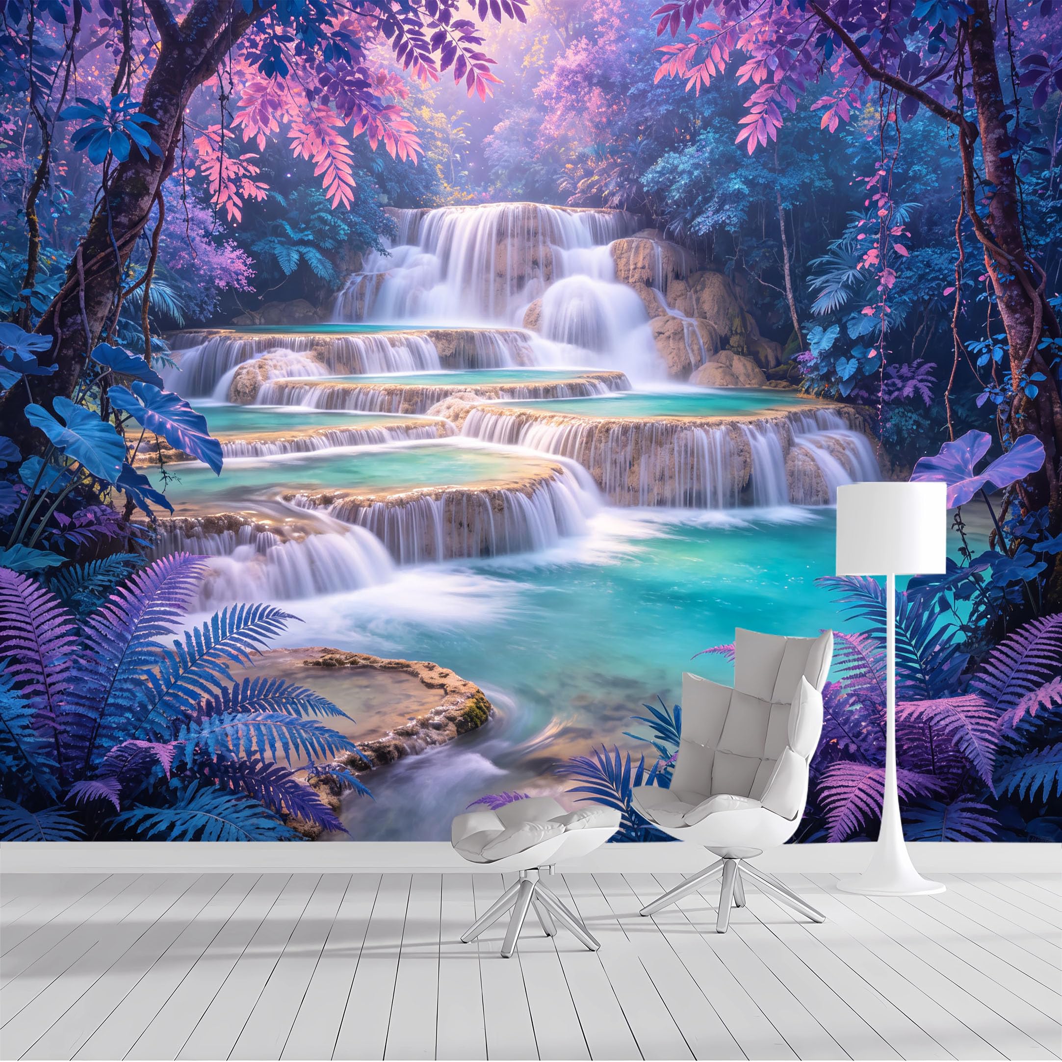 Custom Size Wall Mural Tropical Waterfall Fantasy Jungle SelfAdhesive Wall Fabric Removable Peel and Stick Wallpaper Wall Decor for Living Room Bedroom Bathroom