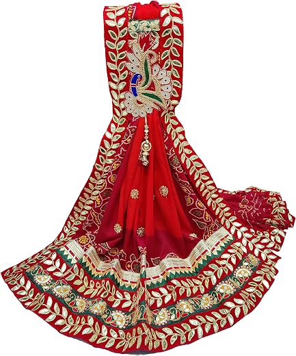 RANISATIYA Rajasthani Marwari Jaipuriya Bandhej Broch Plated Traditional Woman Odhna.