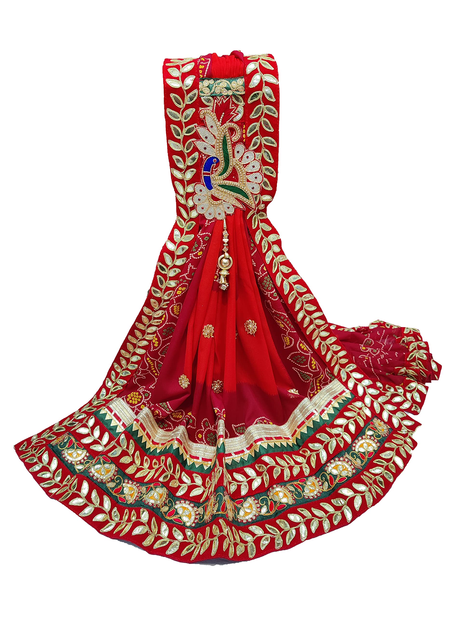 Rajasthani Marwari Jaipuriya Bandhej Broch Plated Traditional Woman Odhna.