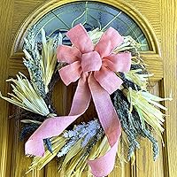 Vista 14 de Arco de corona de arpillera negra con alambre, 10 pulgadas de ancho, colas largas de 18 pulgadas, cinta de Navidad, decoración de puerta delantera