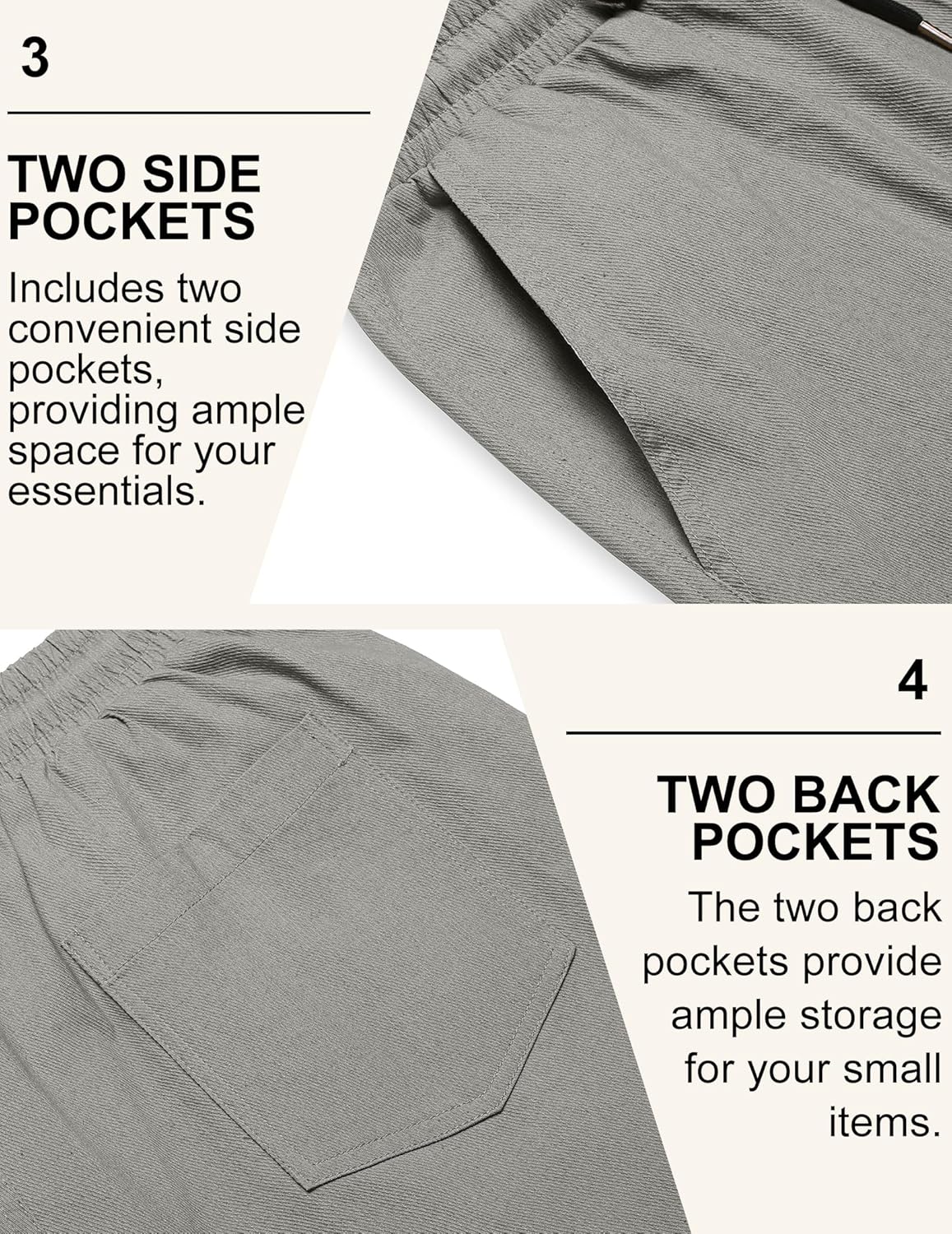 COOFANDY Mens Casual Shorts Cotton Drawstring Summer Shorts Elastic Waist Lightweight Twill Chino Shorts - Image 5