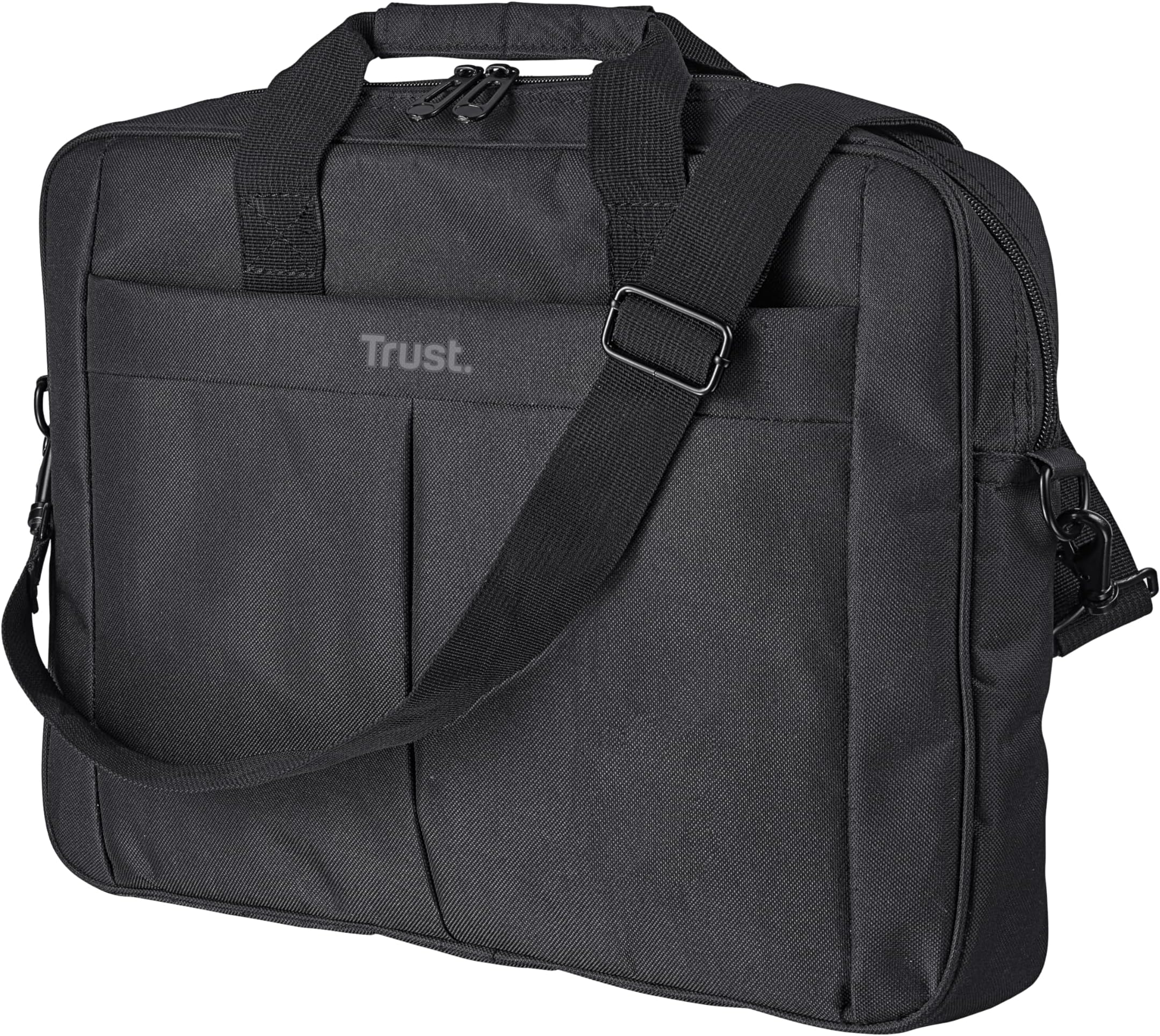 Trust Primo Laptop Bag 16 Inch, Work Bag with Padded Interior, Adjustable Shoulder Strap, Dual Metal Zippers, Messenger Bag for Business, Notebooks, Macbook - Black