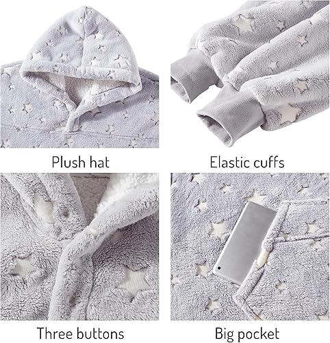 Miniatura 5 de Degrees of Comfort Manta con capucha para mujeres adultas, acogedora manta de gran tamaño y cálida con forro de sherpa, estrellas que brillan en la