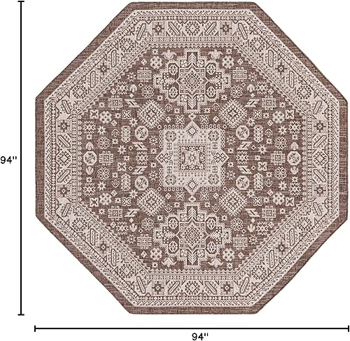 Miniatura 276 de Rugs.com Outdoor Aztec Collection Alfombra – 4 x 6 pies alfombra de tejido plano gris carbón perfecta para salas de estar, grandes comedores, planos