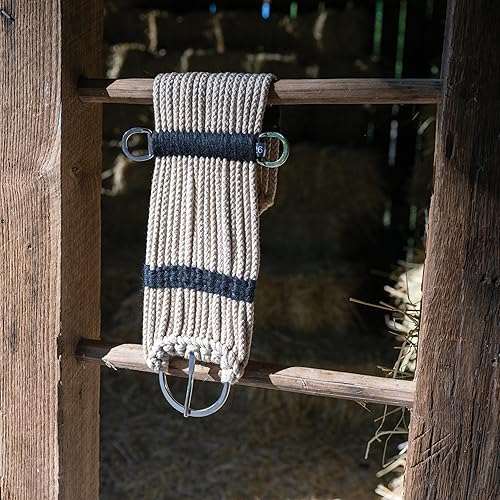 Miniatura 4 de Rayon - Cincha de caballo de 17 hebras, circunferencia antideslizante con hebilla plana, suministros de equitación occidental, color bronceadonegro