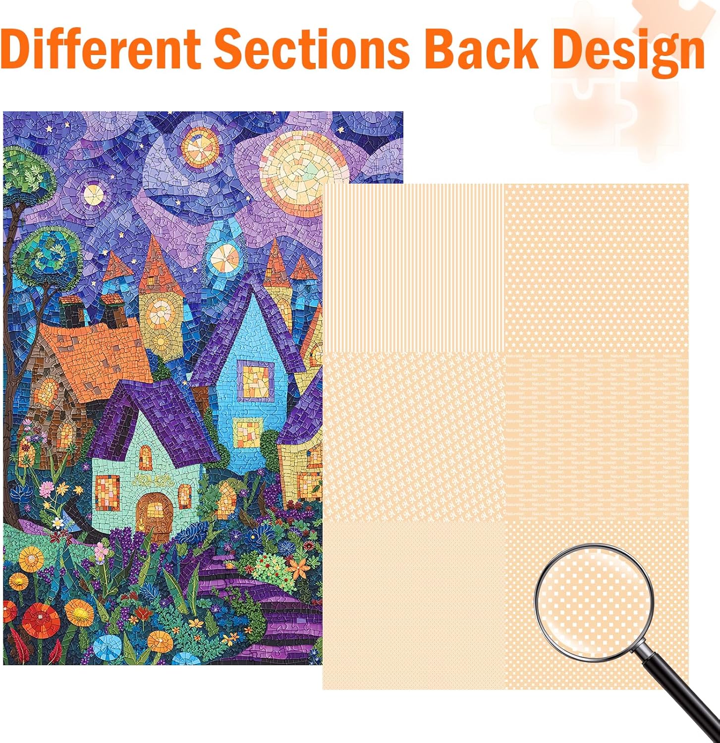 Jigsaw Puzzles for Adults 1000 Pieces, Stained Glass Art Difficult Challenging Unique Puzzle for Game Night Family Home Decor, 20x27 Inches, Glass House