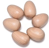 Vista 1 de 6 PCS Wood Egg Shakers Set, Musical Percussion Instruments, Natural Finish