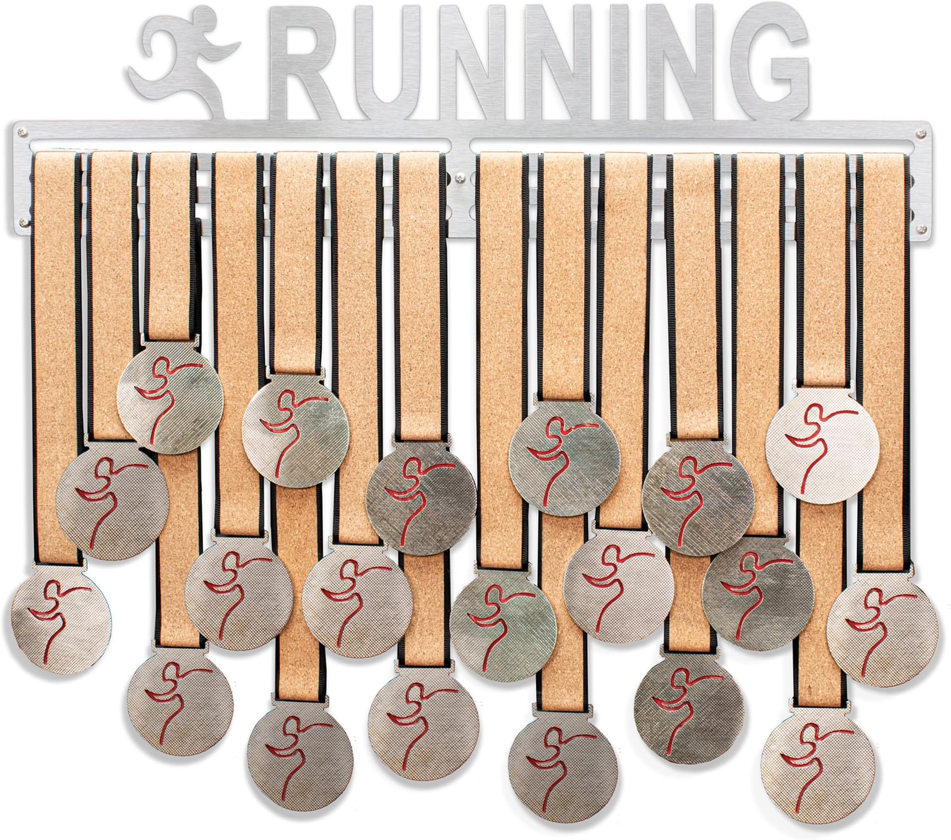 Qthrone Running Medal Holder Rack - Runner Medal Display Hanger (450mm) - Brushed Stainless Rack medal holder