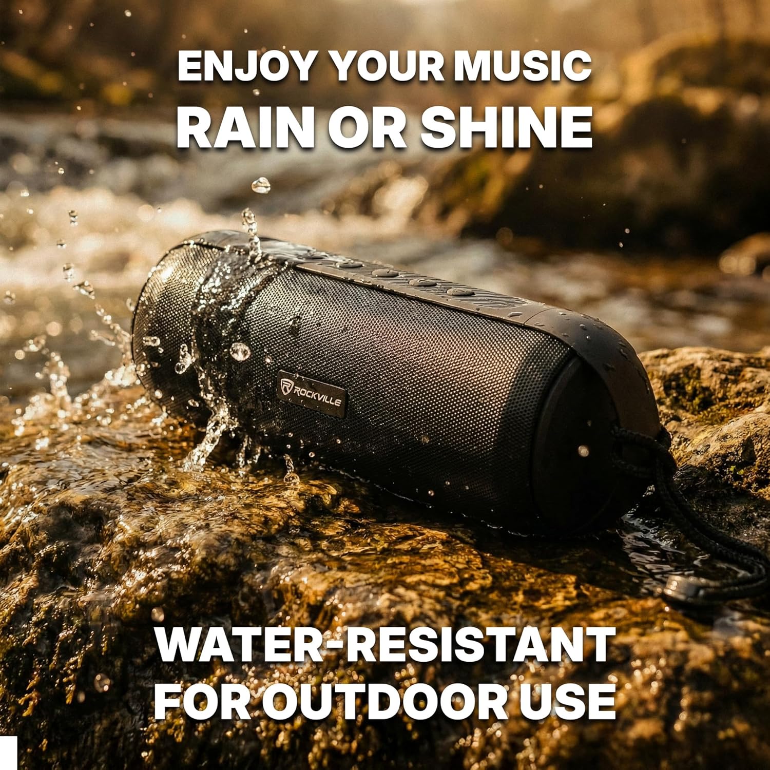 Rockville RPB25 40W Peak/15W RMS Portable Bluetooth Speaker, TWS Stereo Pairing, USB/SD/Aux/FM, Micro USB Charging, Water-Resistant, for Outdoor and Indoor Use